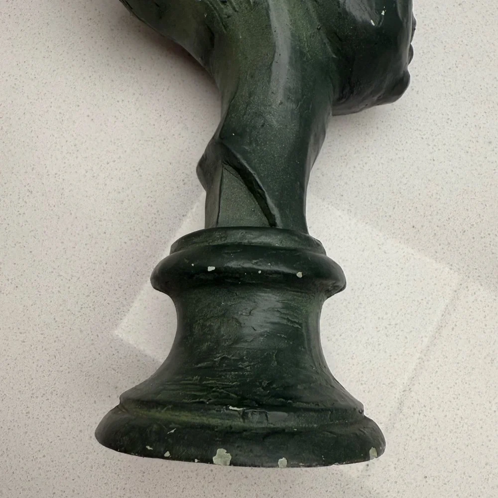 Vintage Fred Press Bust Sculpture Ballerina Woman Mid-Century Green Chalkware - Picture 9 of 14